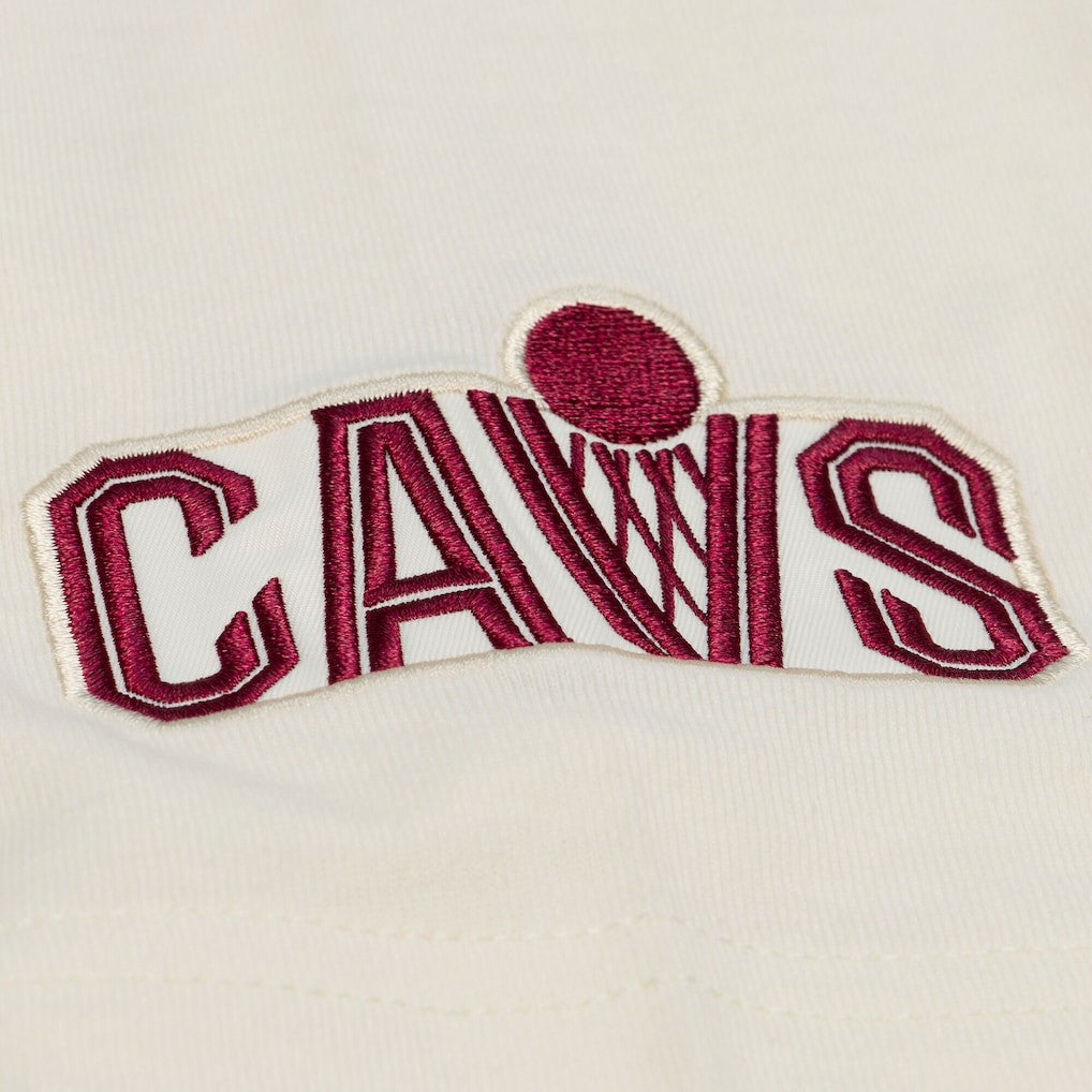 Cleveland Cavaliers Hardwood Classics Chainstitch Premium T-Shirt Cream - NBA