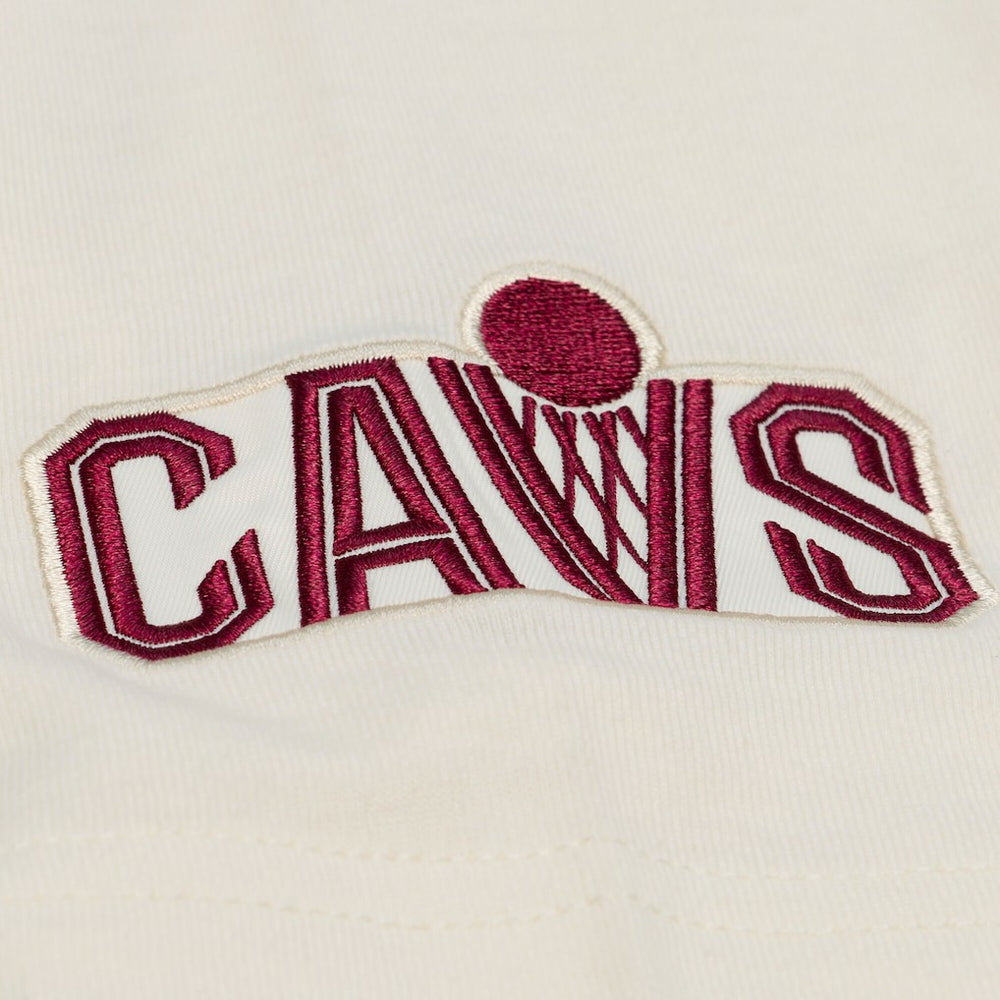 Cleveland Cavaliers Hardwood Classics Chainstitch Premium T-Shirt Cream - NBA