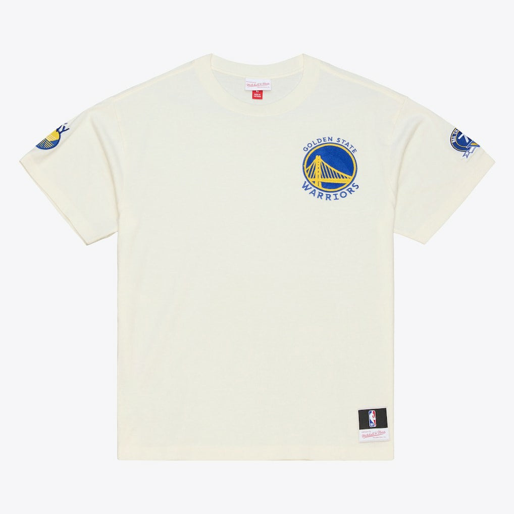 Golden State Warriors Hardwood Classics Chainstitch Premium T-Shirt Cream - NBA