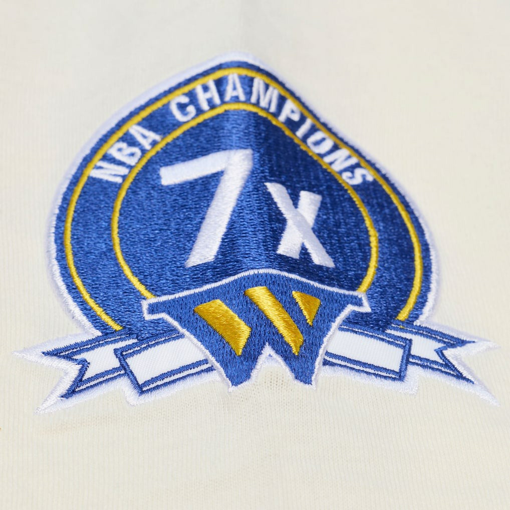 Golden State Warriors Hardwood Classics Chainstitch Premium T-Shirt Cream - NBA