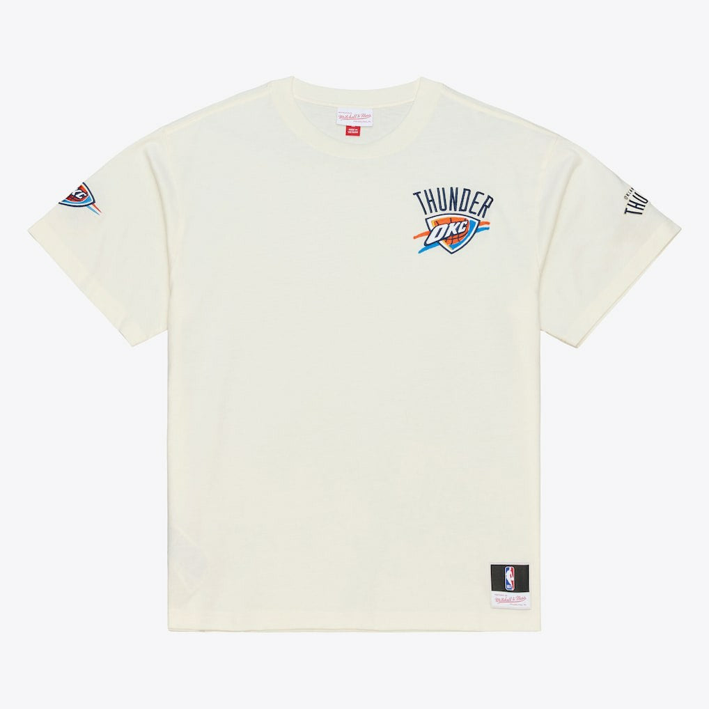 Oklahoma City Thunder Hardwood Classics Chainstitch Premium T-Shirt Cream - NBA