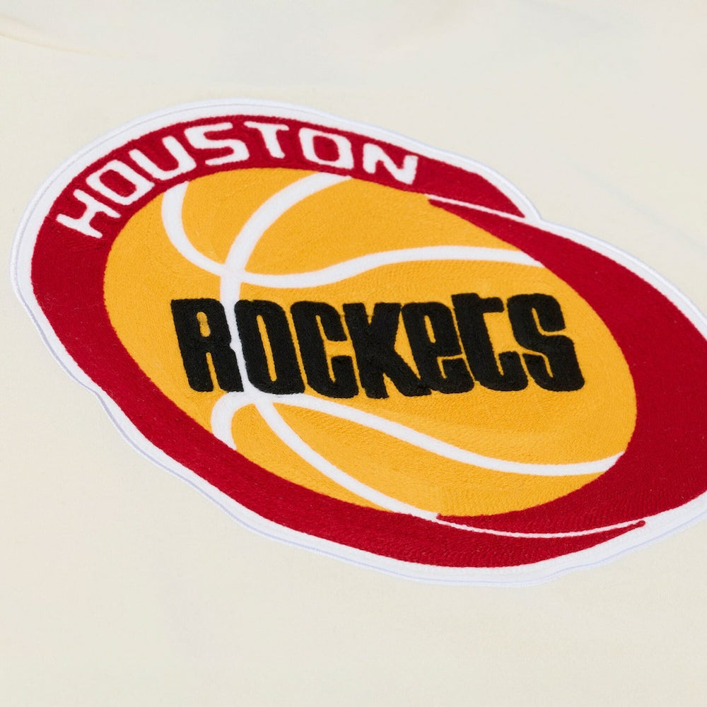 Houston Rockets Hardwood Classics Chainstitch Premium Fleece Hoodie Cream - NBA