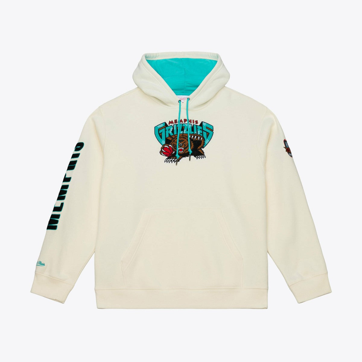Memphis Grizzlies Hardwood Classics Chainstitch Premium Fleece Hoodie Cream - NBA