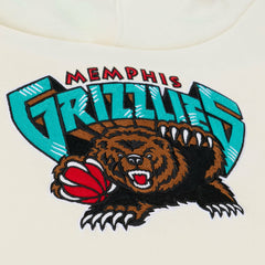 Memphis Grizzlies Hardwood Classics Chainstitch Premium Fleece Hoodie Cream - NBA
