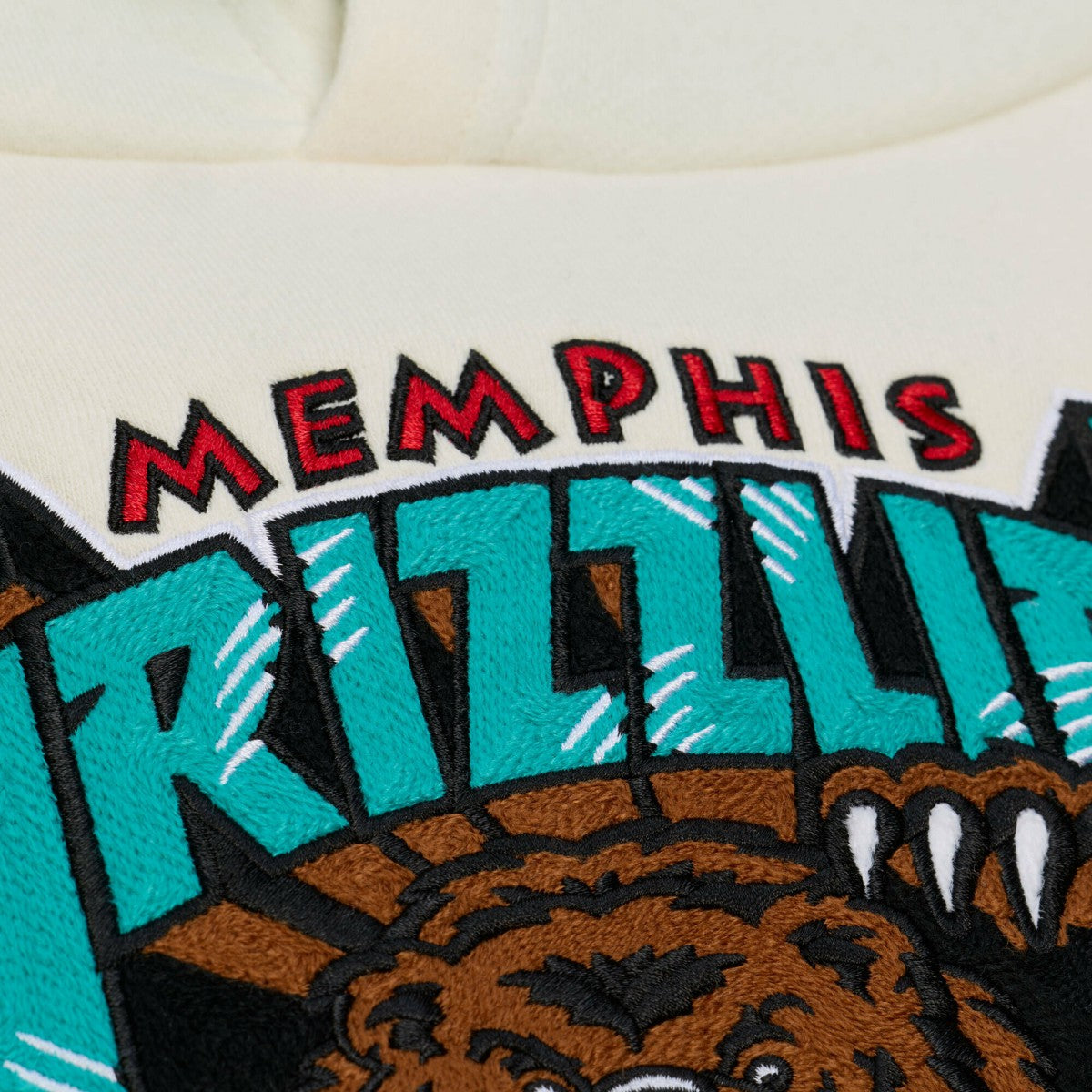 Memphis Grizzlies Hardwood Classics Chainstitch Premium Fleece Hoodie Cream - NBA