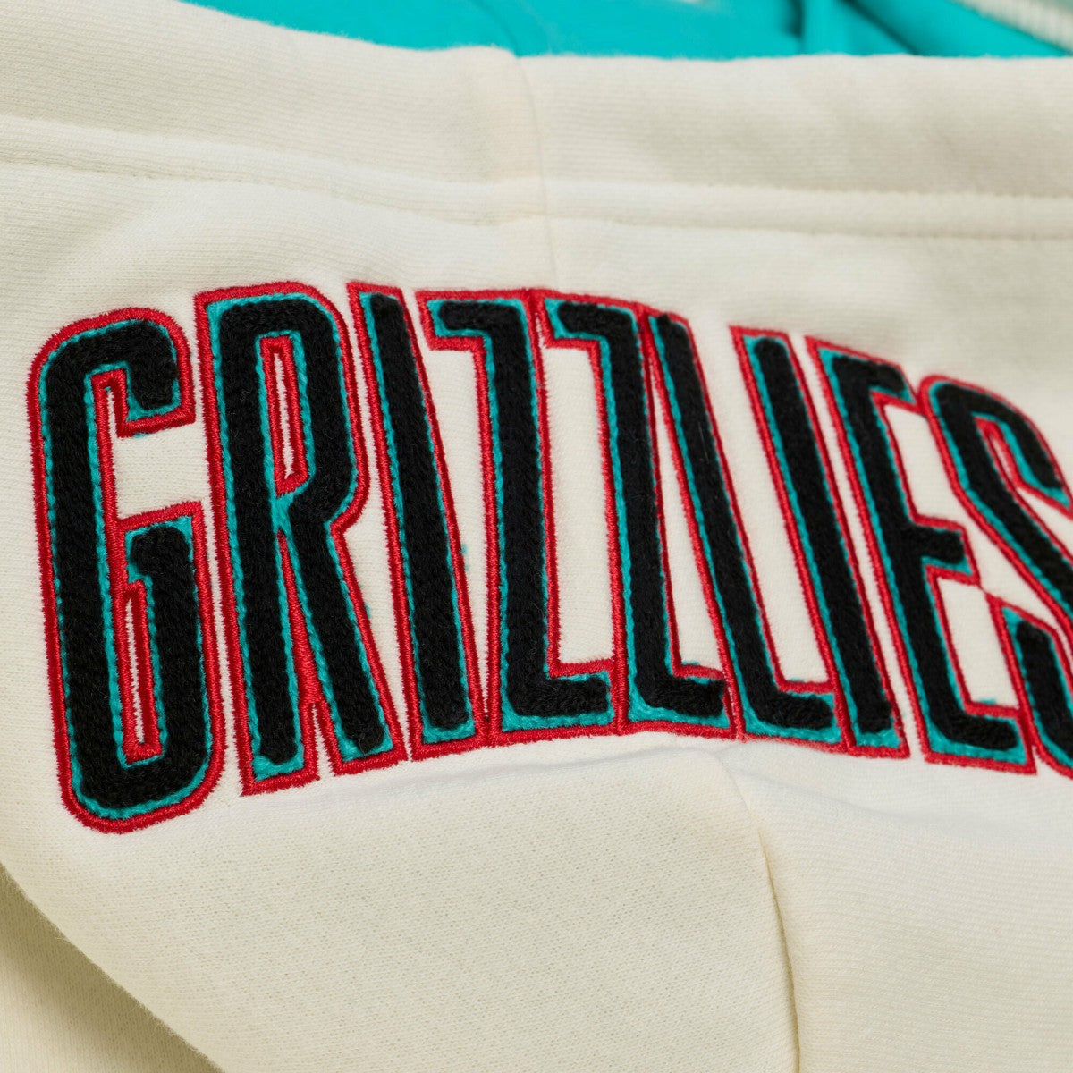 Memphis Grizzlies Hardwood Classics Chainstitch Premium Fleece Hoodie Cream - NBA