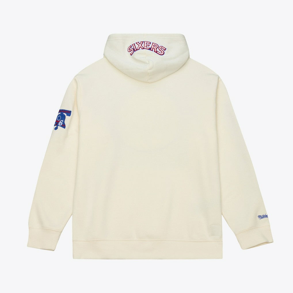 Philadelphia 76ers Hardwood Classics Chainstitch Premium Fleece Hoodie Cream - NBA