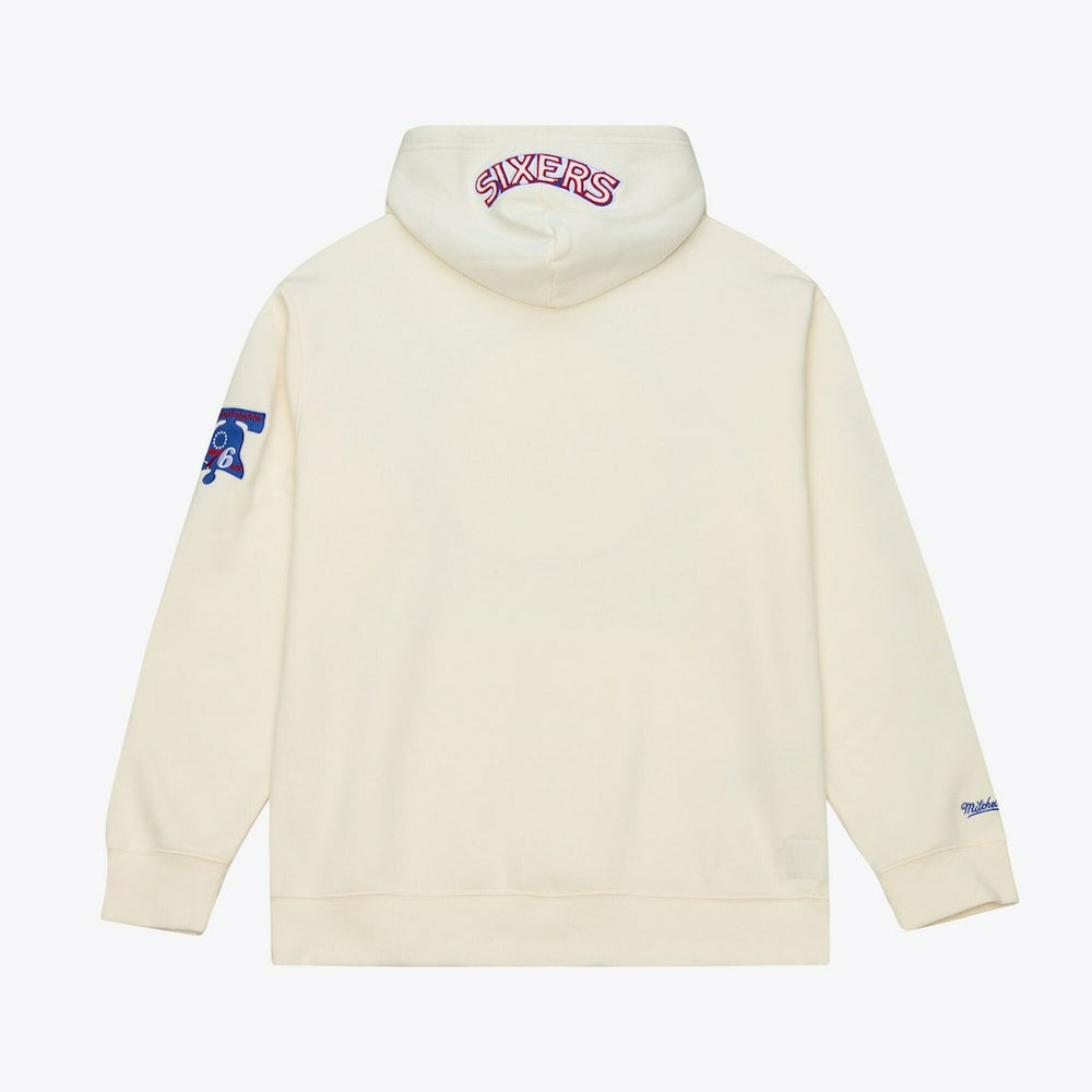 Philadelphia 76ers Hardwood Classics Chainstitch Premium Fleece Hoodie Cream - NBA