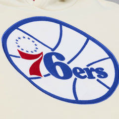 Philadelphia 76ers Hardwood Classics Chainstitch Premium Fleece Hoodie Cream - NBA
