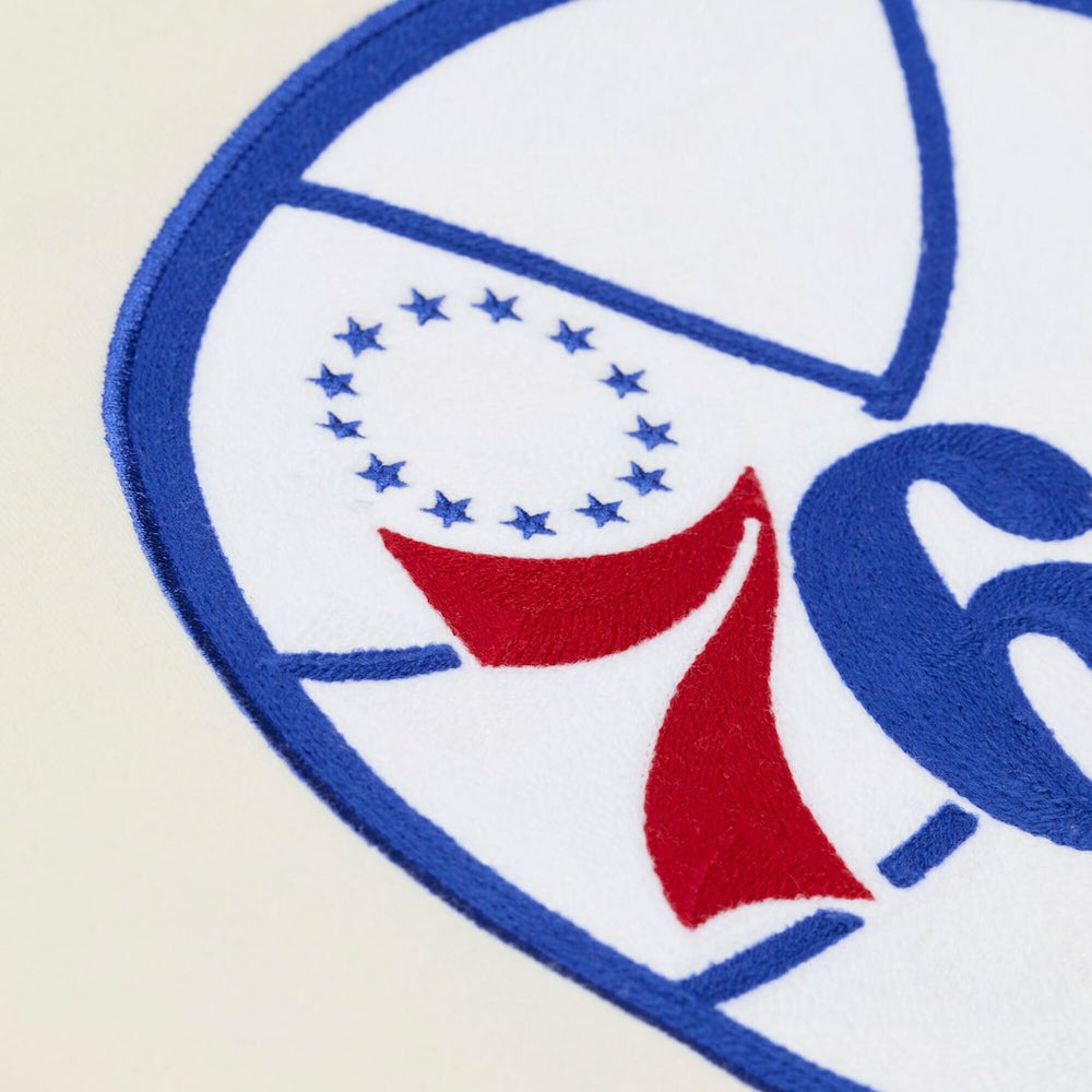 Philadelphia 76ers Hardwood Classics Chainstitch Premium Fleece Hoodie Cream - NBA