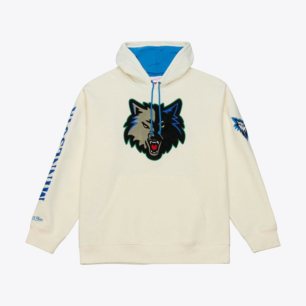 Minnesota Timberwolves Hardwood Classics Chainstitch Premium Fleece Hoodie Cream - NBA