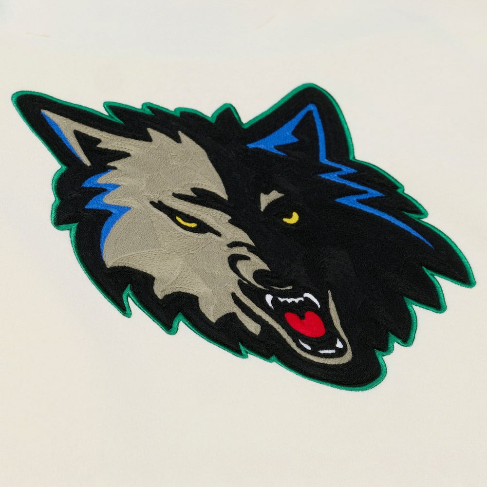 Minnesota Timberwolves Hardwood Classics Chainstitch Premium Fleece Hoodie Cream - NBA