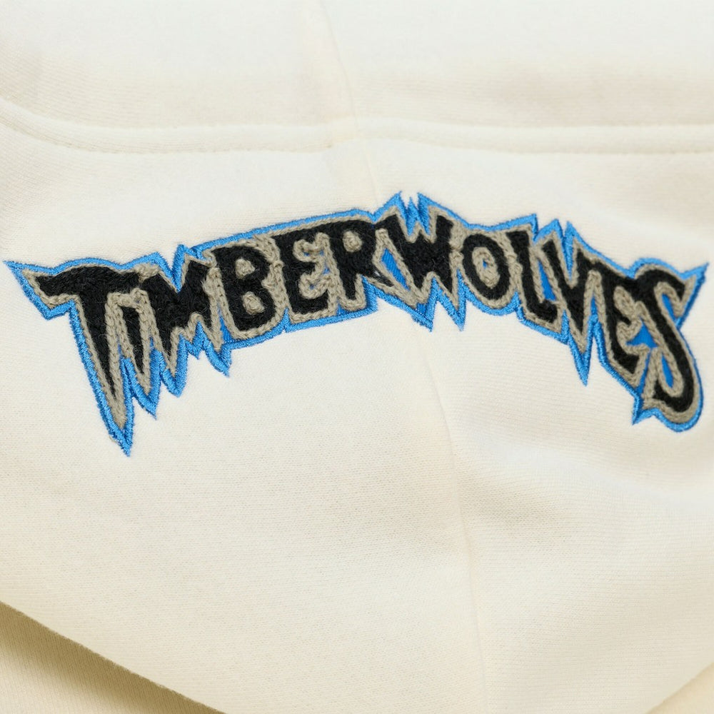 Minnesota Timberwolves Hardwood Classics Chainstitch Premium Fleece Hoodie Cream - NBA