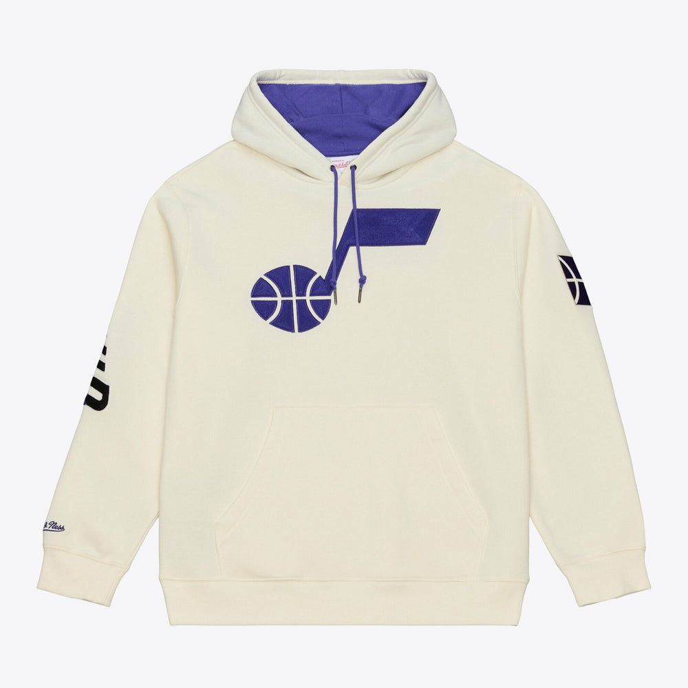 Utah Jazz Hardwood Classics Chainstitch Premium Fleece Hoodie Cream - NBA