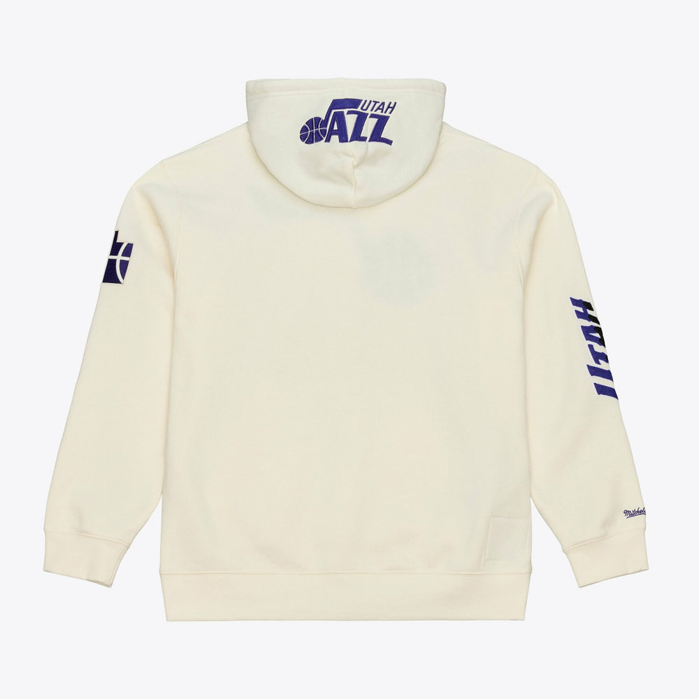 Utah Jazz Hardwood Classics Chainstitch Premium Fleece Hoodie Cream - NBA