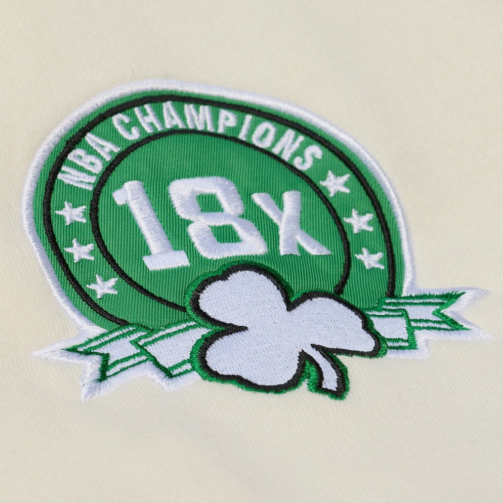 Boston Celtics Hardwood Classics Chainstitch Premium Fleece Hoodie Cream - NBA