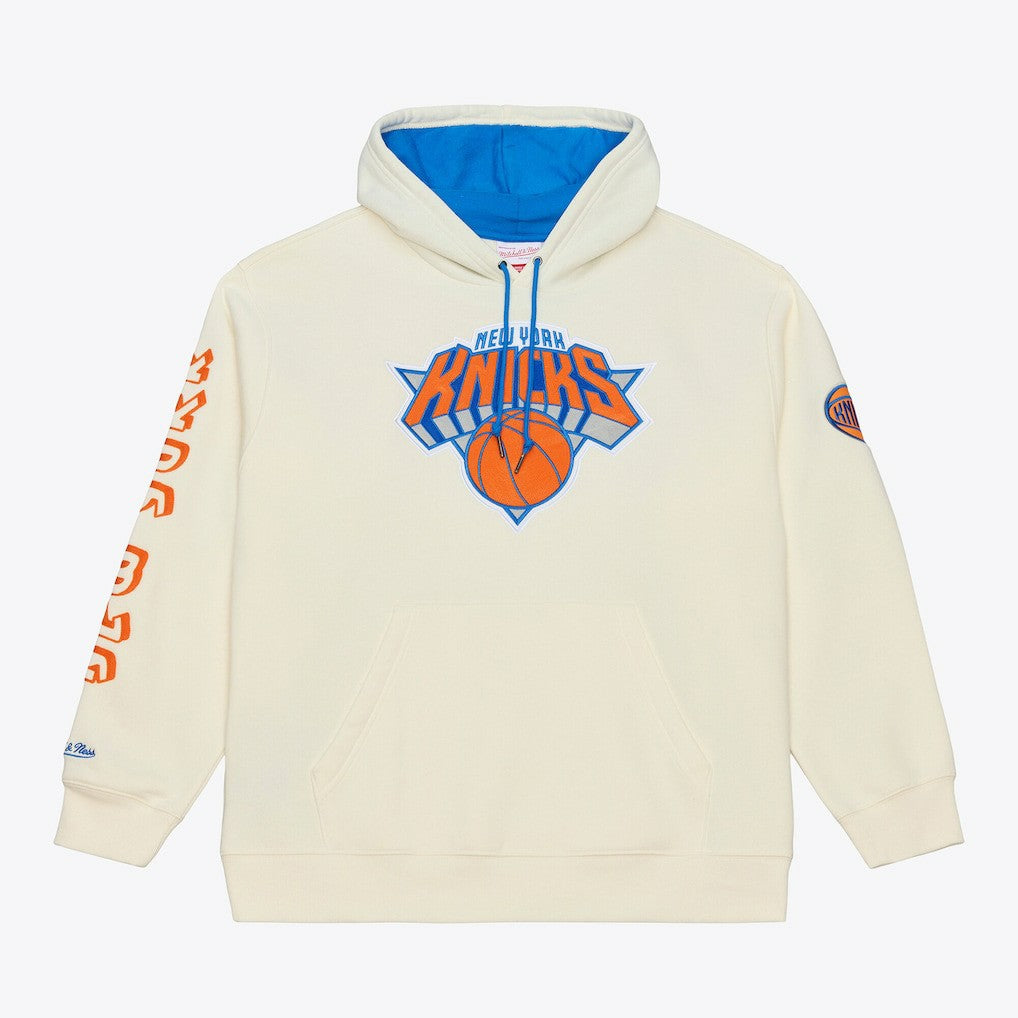 New York Knicks Hardwood Classics Chainstitch Premium Fleece Hoodie Cream - NBA