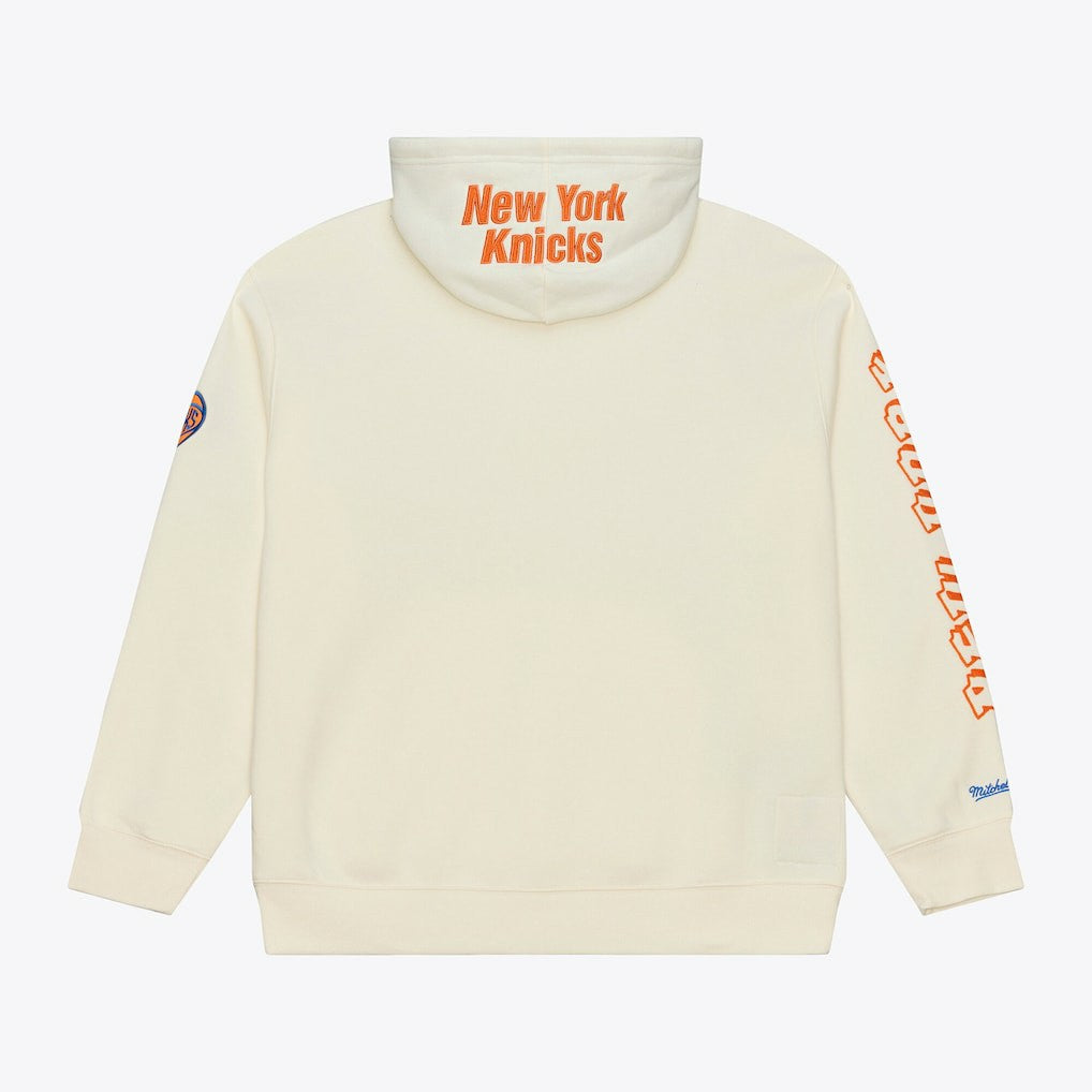 New York Knicks Hardwood Classics Chainstitch Premium Fleece Hoodie Cream - NBA