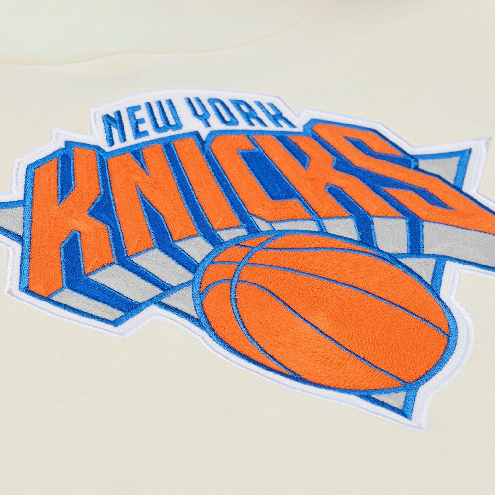 New York Knicks Hardwood Classics Chainstitch Premium Fleece Hoodie Cream - NBA
