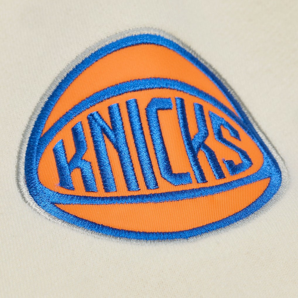 New York Knicks Hardwood Classics Chainstitch Premium Fleece Hoodie Cream - NBA