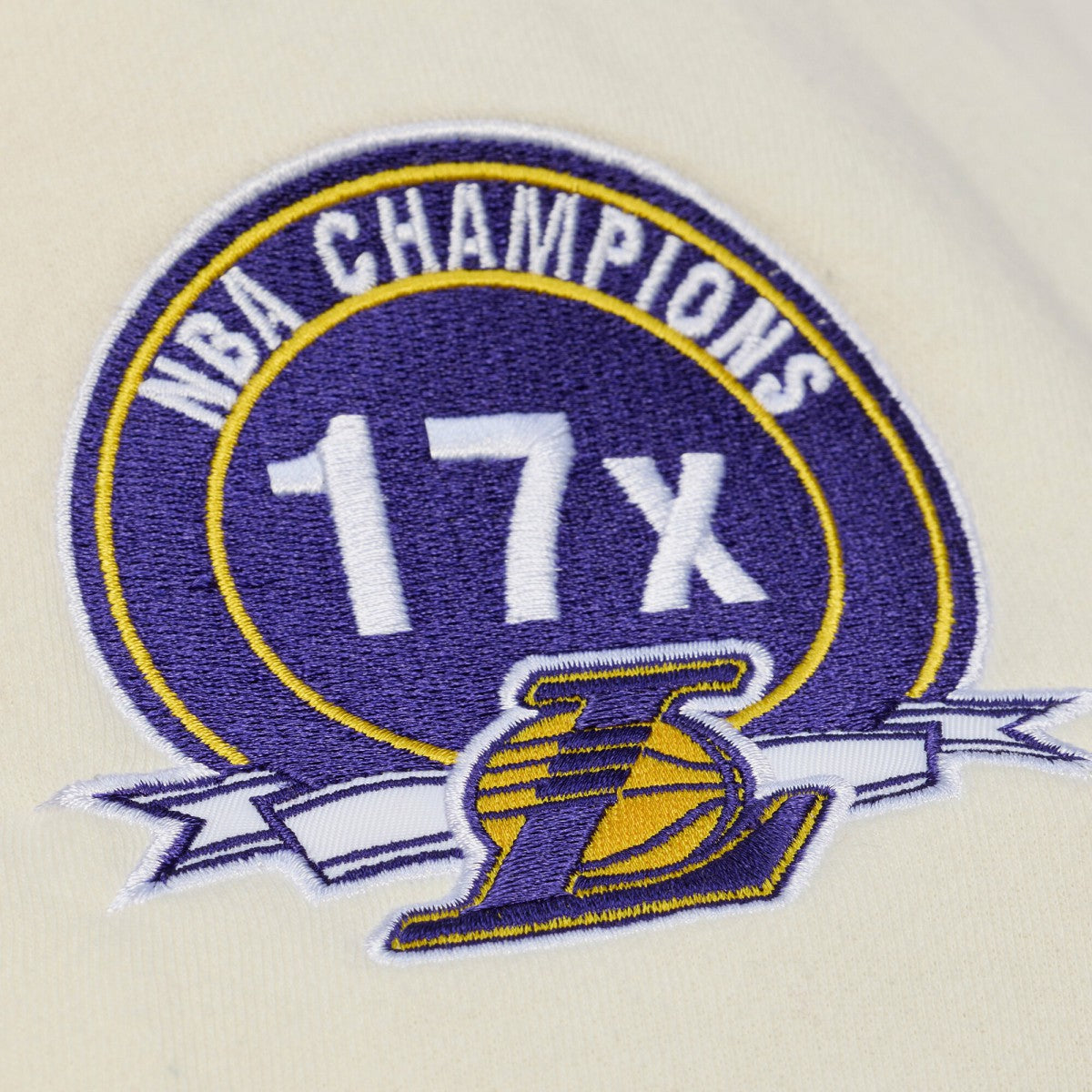 Los Angeles Lakers Hardwood Classics Chainstitch Premium Fleece Hoodie Cream - NBA