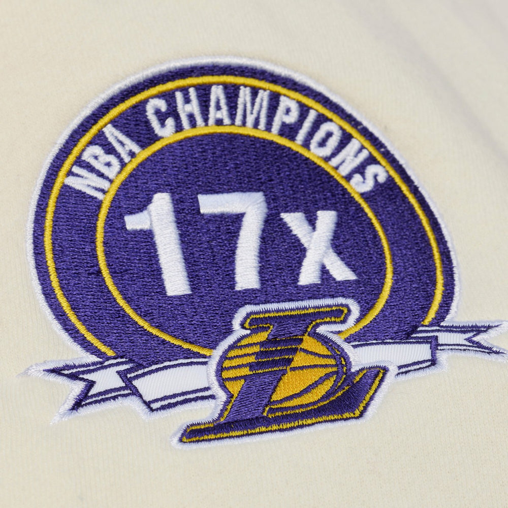 Los Angeles Lakers Hardwood Classics Chainstitch Premium Fleece Hoodie Cream - NBA