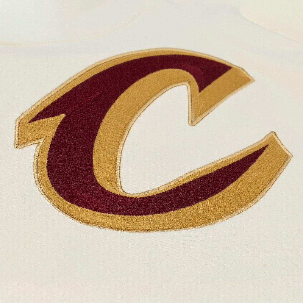 Cleveland Cavaliers Hardwood Classics Chainstitch Premium Fleece Hoodie Cream - NBA
