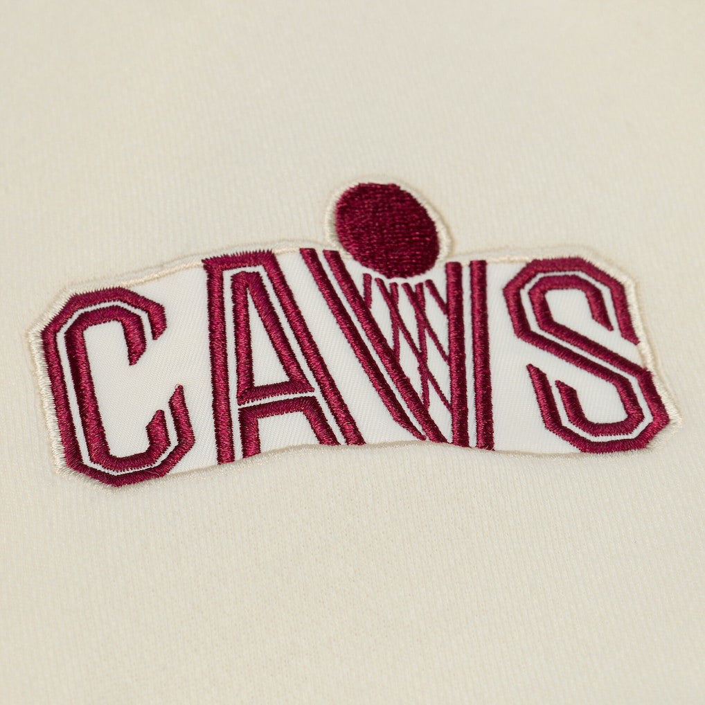Cleveland Cavaliers Hardwood Classics Chainstitch Premium Fleece Hoodie Cream - NBA