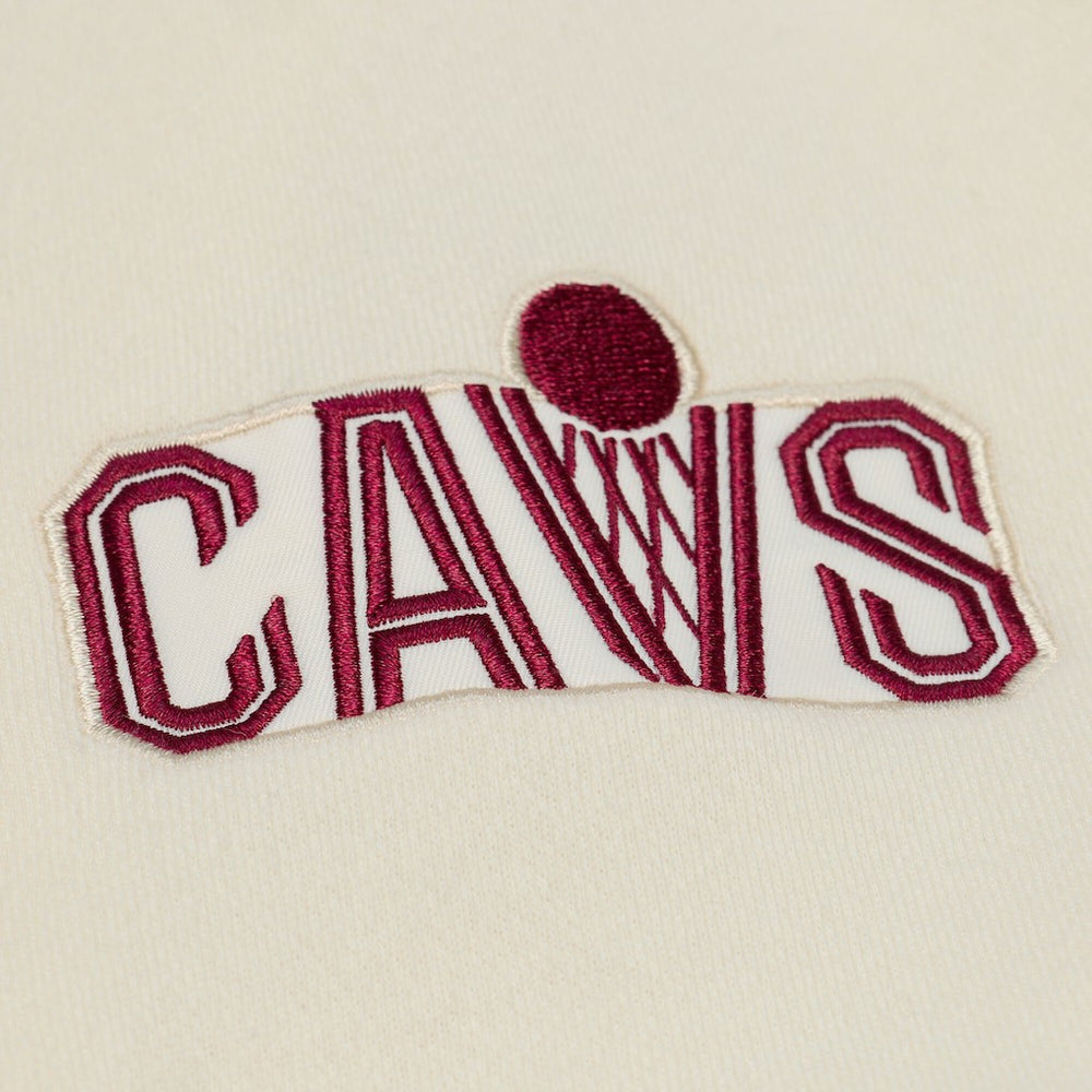 Cleveland Cavaliers Hardwood Classics Chainstitch Premium Fleece Hoodie Cream - NBA