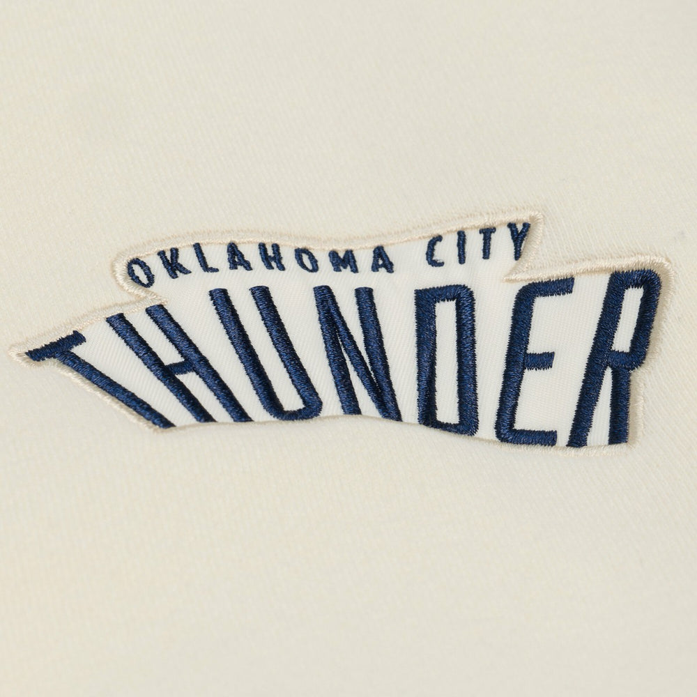 Oklahoma City Thunder Hardwood Classics Chainstitch Premium Fleece Hoodie Cream - NBA
