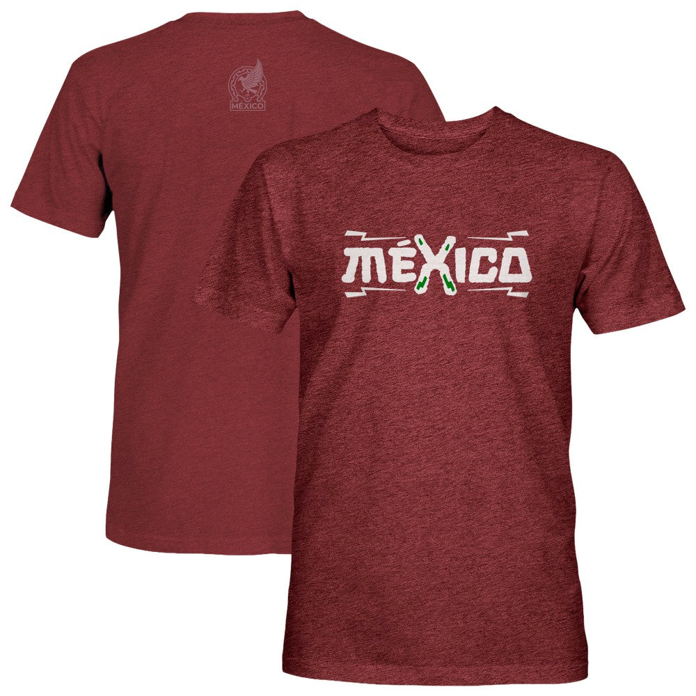 Mexico National Team 1863FC Athletic Wordmark Vintage Tri-Blend T-Shirt Maroon - FIFA World CUP