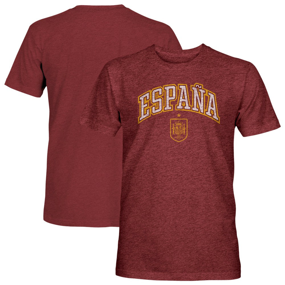 Spain National Team 1863FC Athletic Wordmark Vintage Tri-Blend T-Shirt Maroon - FIFA World CUP