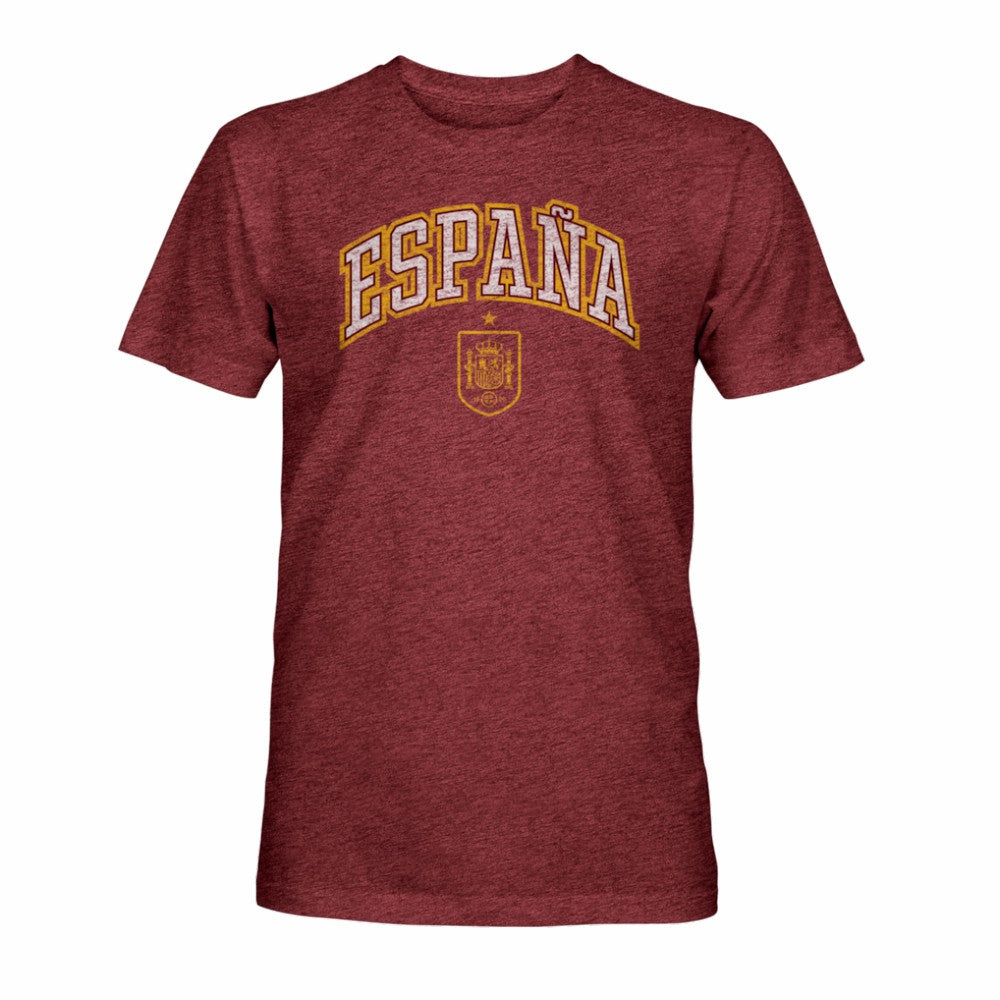 Spain National Team 1863FC Athletic Wordmark Vintage Tri-Blend T-Shirt Maroon - FIFA World CUP
