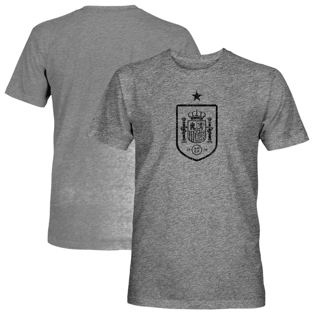 Spain National Team 1863FC Mono Badge Vintage Tri-Blend T-Shirt Gray - FIFA World CUP