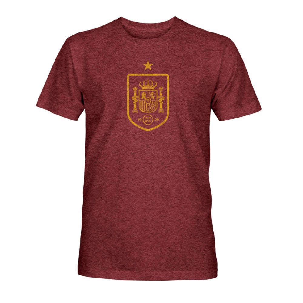 Spain National Team 1863FC Mono Badge Vintage Tri-Blend T-Shirt Maroon - FIFA World CUP