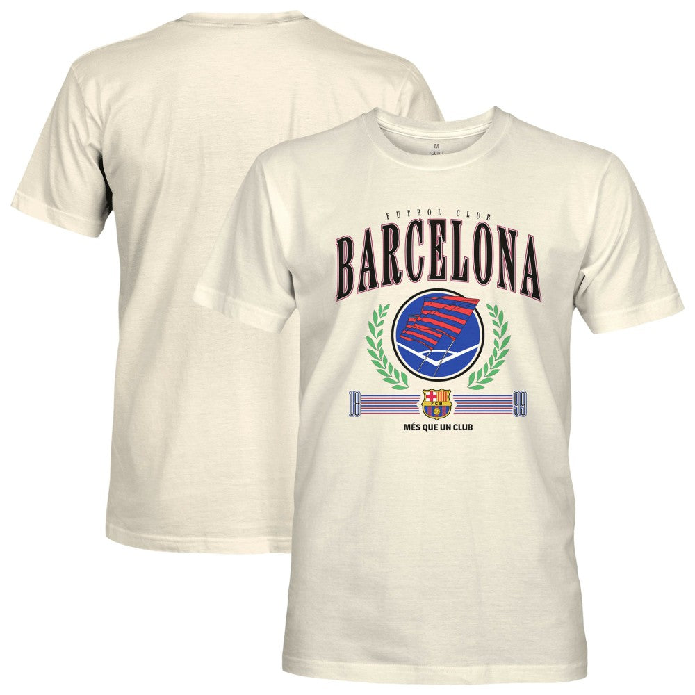 Barcelona 1863FC Retro Stripes T-Shirt Cream - FIFA World CUP