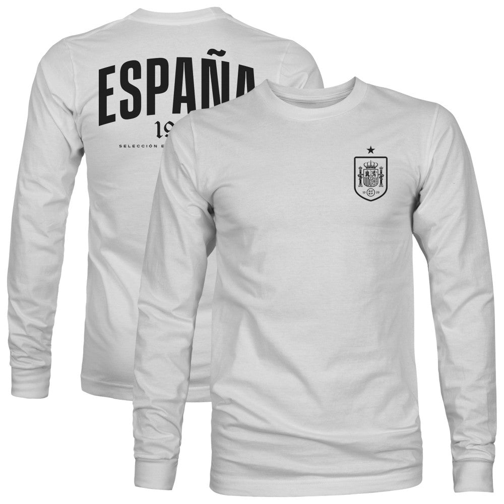 Spain National Team 1863FC Back Team Arch Long Sleeve T-Shirt Gray - FIFA World CUP