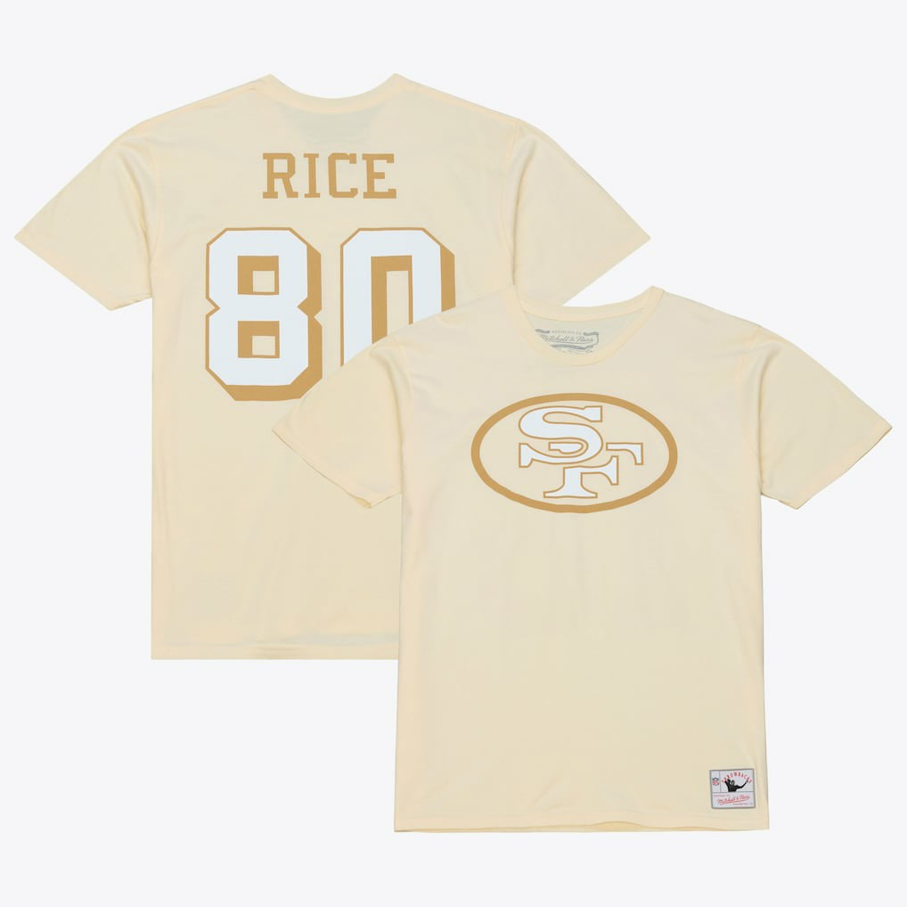 Jerry Rice San Francisco 49ers Sandman Name & Number T-Shirt Cream | Mitchell & Ness