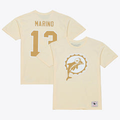 Dan Marino Miami Dolphins Sandman Name & Number T-Shirt Cream | Mitchell & Ness