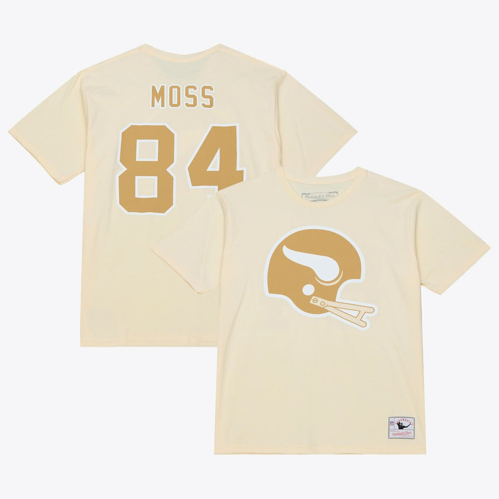Randy Moss Minnesota Vikings Sandman Name & Number T-Shirt Cream | Mitchell & Ness