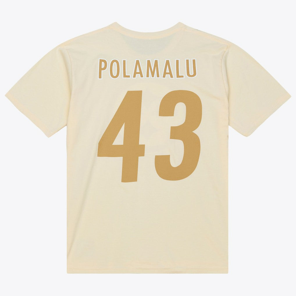 Troy Polamalu Pittsburgh Steelers Sandman Name & Number T-Shirt Cream | Mitchell & Ness