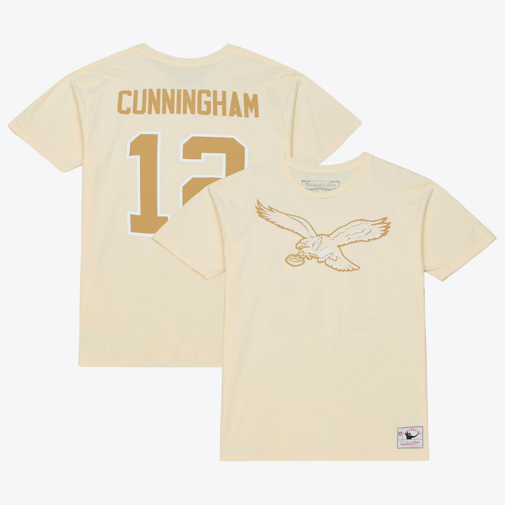 Randall Cunningham Philadelphia Eagles Sandman Name & Number T-Shirt Cream | Mitchell & Ness