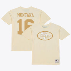 Joe Montana San Francisco 49ers Sandman Name & Number T-Shirt Cream | Mitchell & Ness