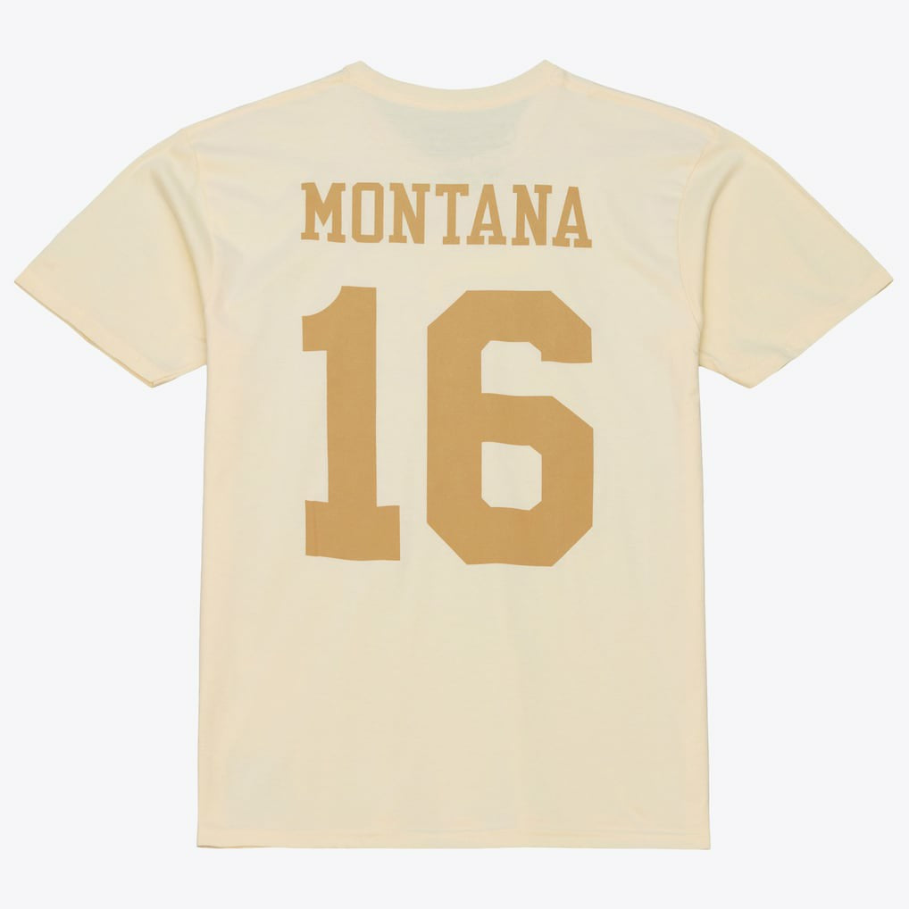 Joe Montana San Francisco 49ers Sandman Name & Number T-Shirt Cream | Mitchell & Ness