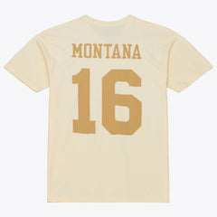Joe Montana San Francisco 49ers Sandman Name & Number T-Shirt Cream | Mitchell & Ness