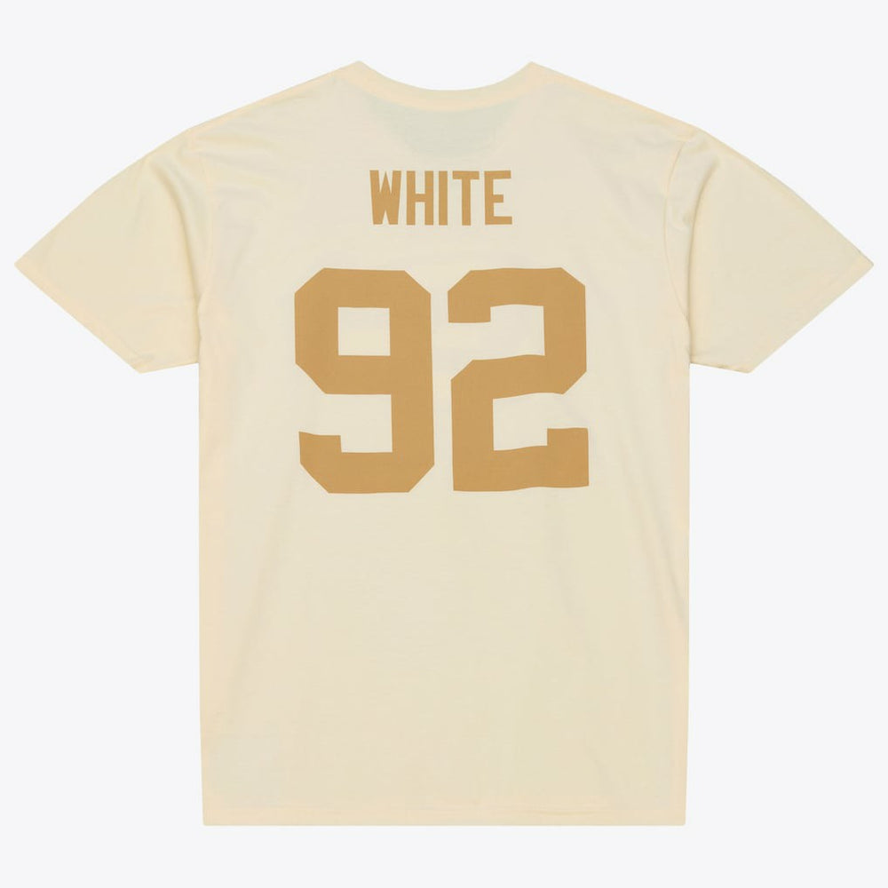 Reggie White Green Bay Packers Sandman Name & Number T-Shirt Cream | Mitchell & Ness