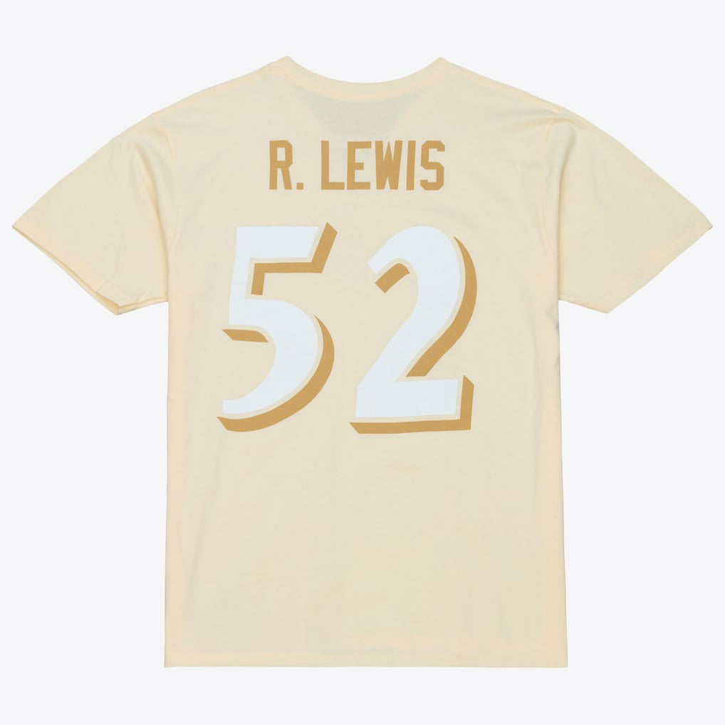 Ray Lewis Baltimore Ravens Sandman Name & Number T-Shirt Cream | Mitchell & Ness