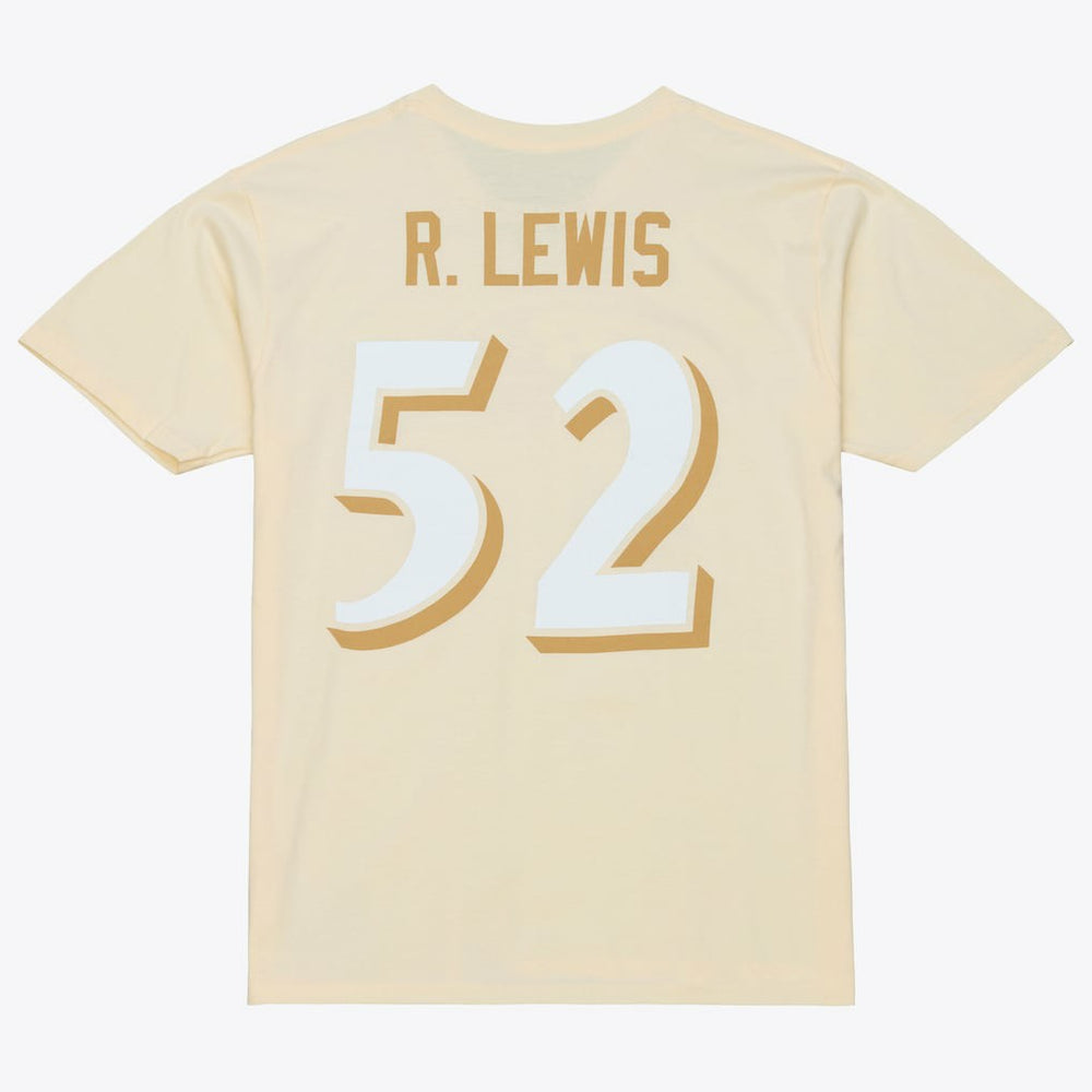 Ray Lewis Baltimore Ravens Sandman Name & Number T-Shirt Cream | Mitchell & Ness