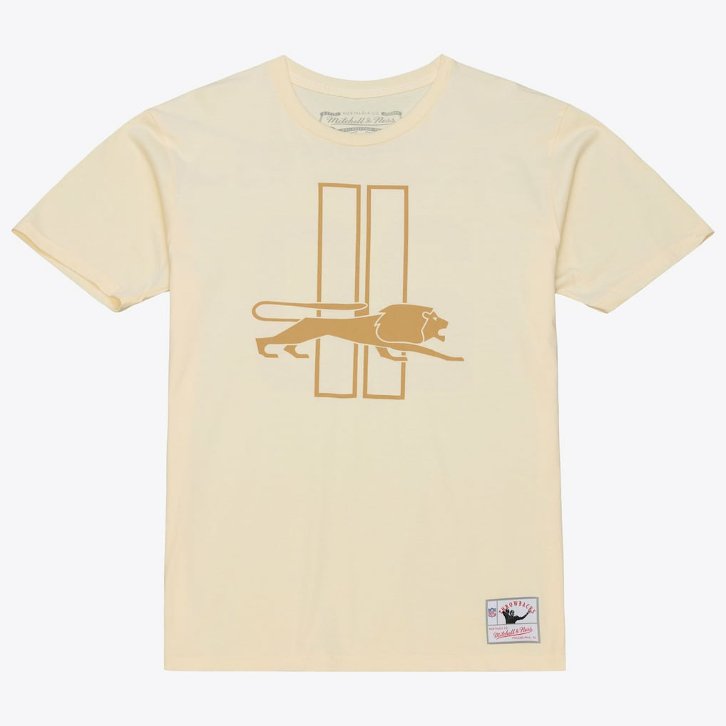 Barry Sanders Detroit Lions Sandman Name & Number T-Shirt Cream | Mitchell & Ness
