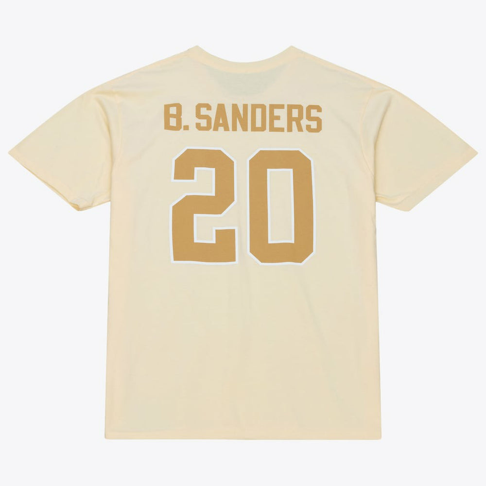 Barry Sanders Detroit Lions Sandman Name & Number T-Shirt Cream | Mitchell & Ness